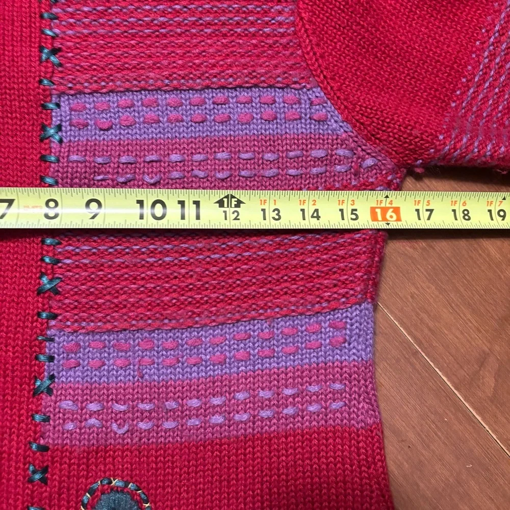 Wool blend vintage embroidered sweater, large - Picture 7 of 8